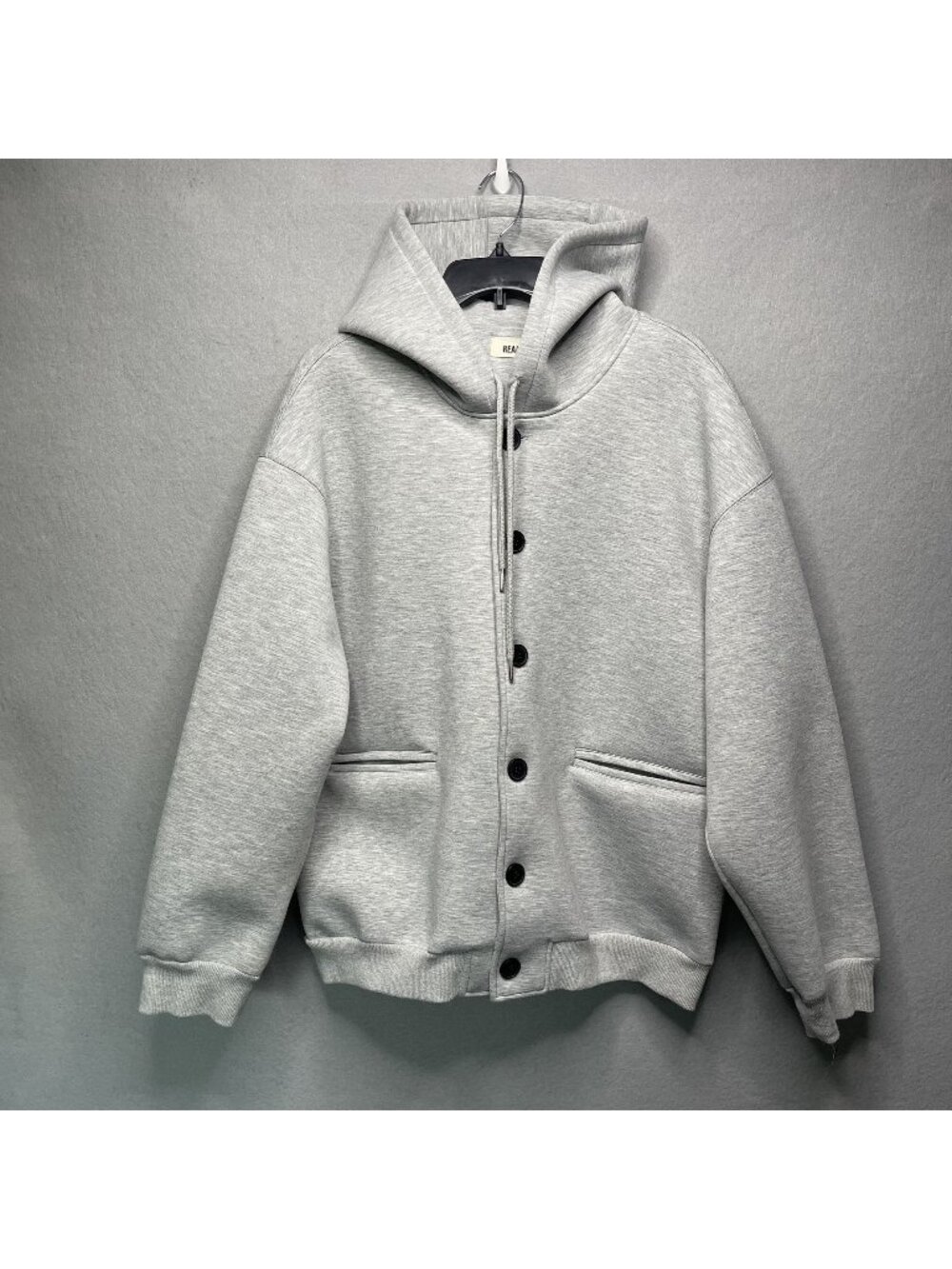 Realtakai Gray Button-Up Hoodie With Pockets 2XL Limited Edition Casual Style